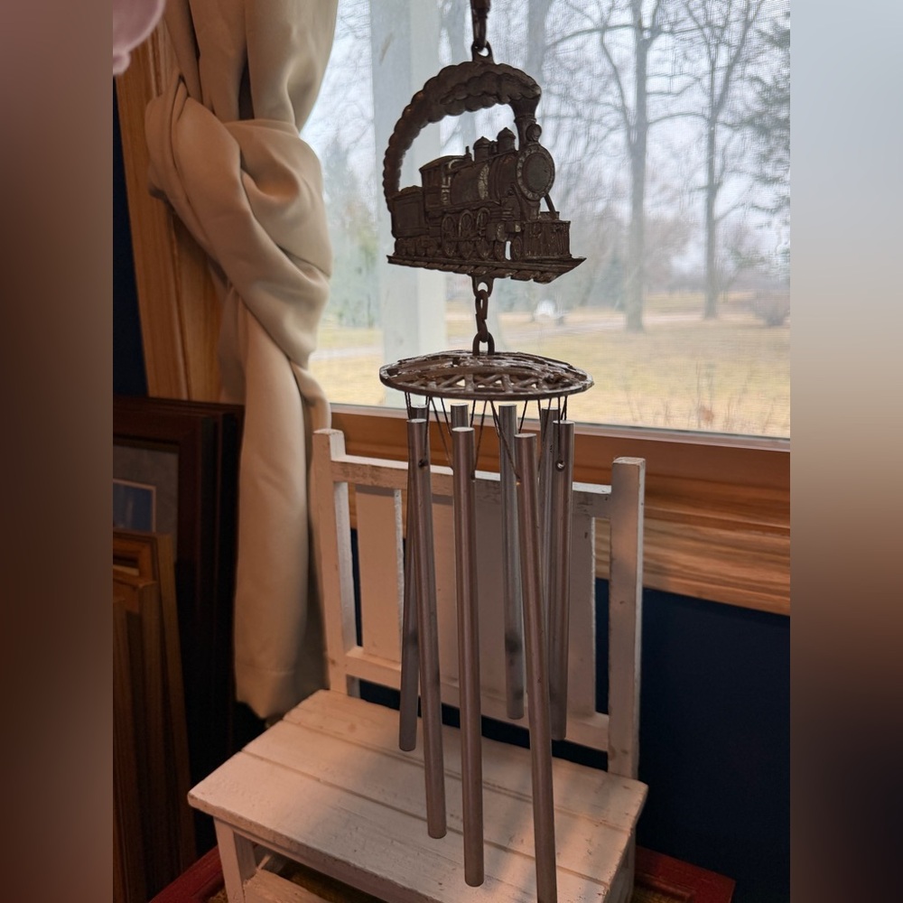 Train Motif Metal Wind Chime - Silver Finish